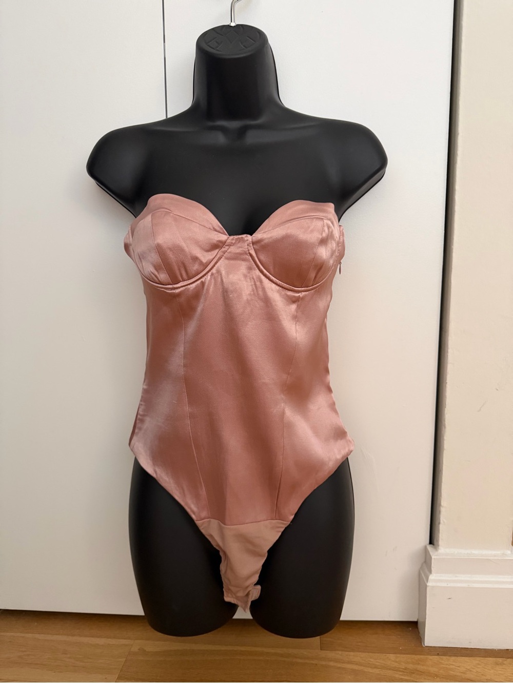 Zara Satin Strapless Bustier Bodysuit | Pink | Size S